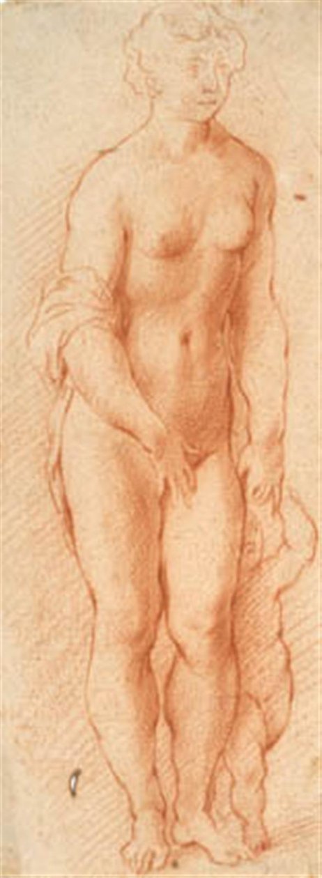 Venus och Amor. Georg Petels skulpturgrupp sett vänd halvt åt höger av Willem Panneels