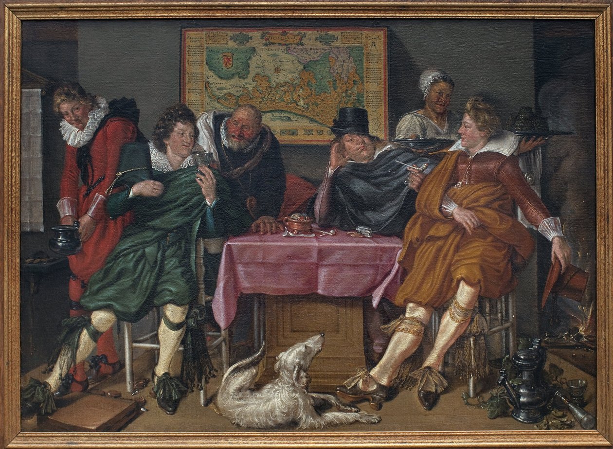 Glad sällskap. Målning av Willem Pietersz Buytewech (1591 eller 1592-1624), olja på duk, cirka 1620. Holländsk konst av Willem Pietersz Buytewech