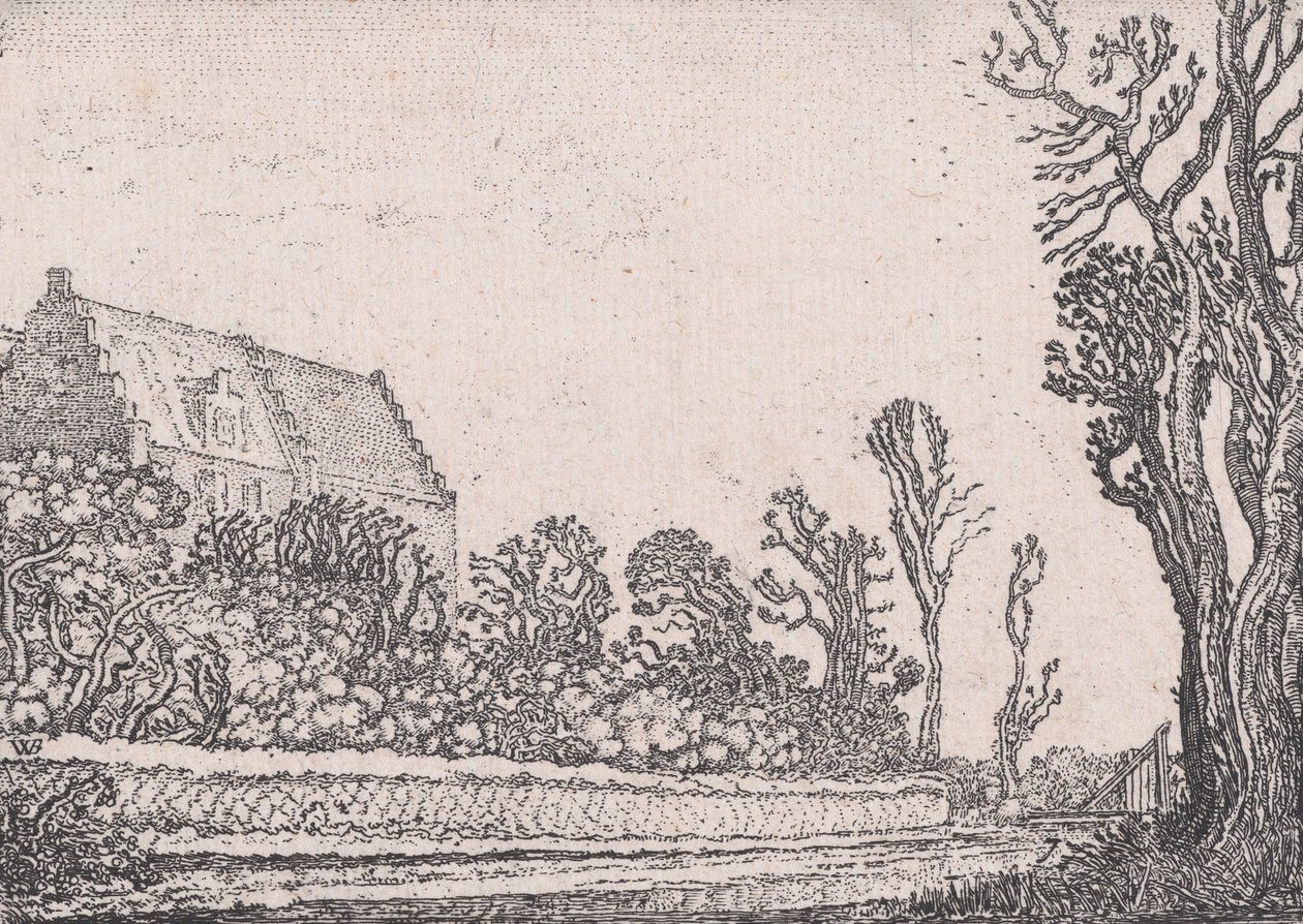 Huset med trappgaveln, från Verscheyden Landtschapjes Various Little Lands..., ca. 1616. av Willem Pietersz. Buytewech
