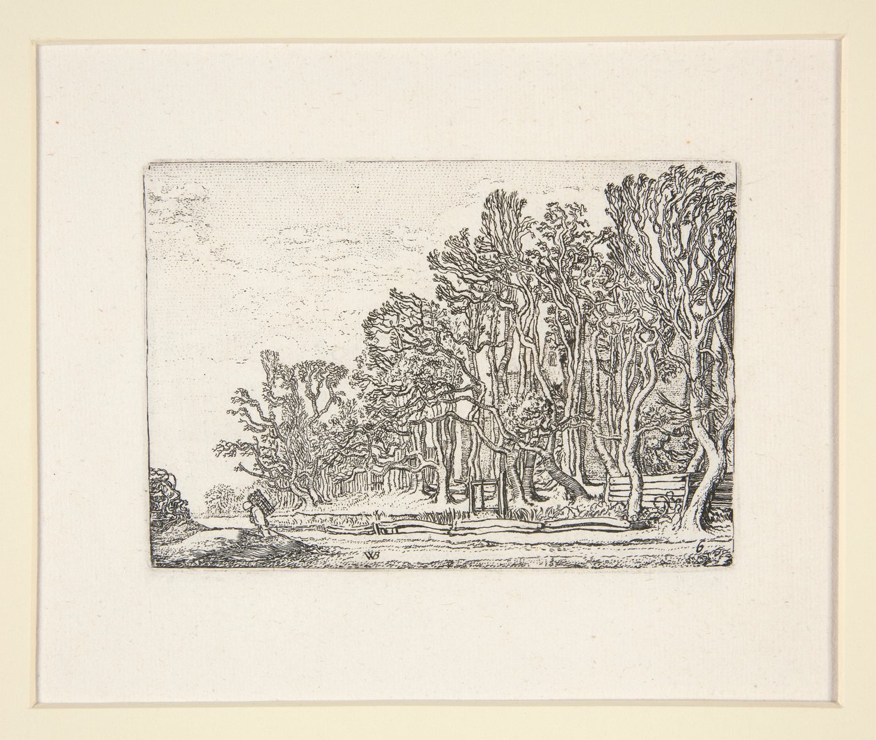 Två plankhäckar, Tallrik 6 från The Set of the Landscapes av Willem Pietersz. Buytewech