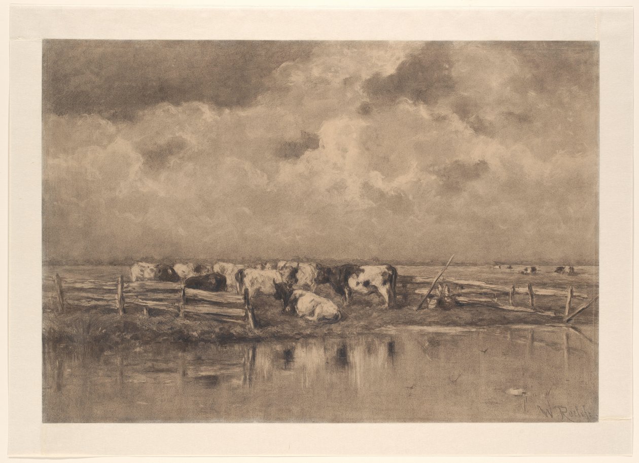 Mjölkböj på Schie av Willem Roelofs (I) (signed by artist)