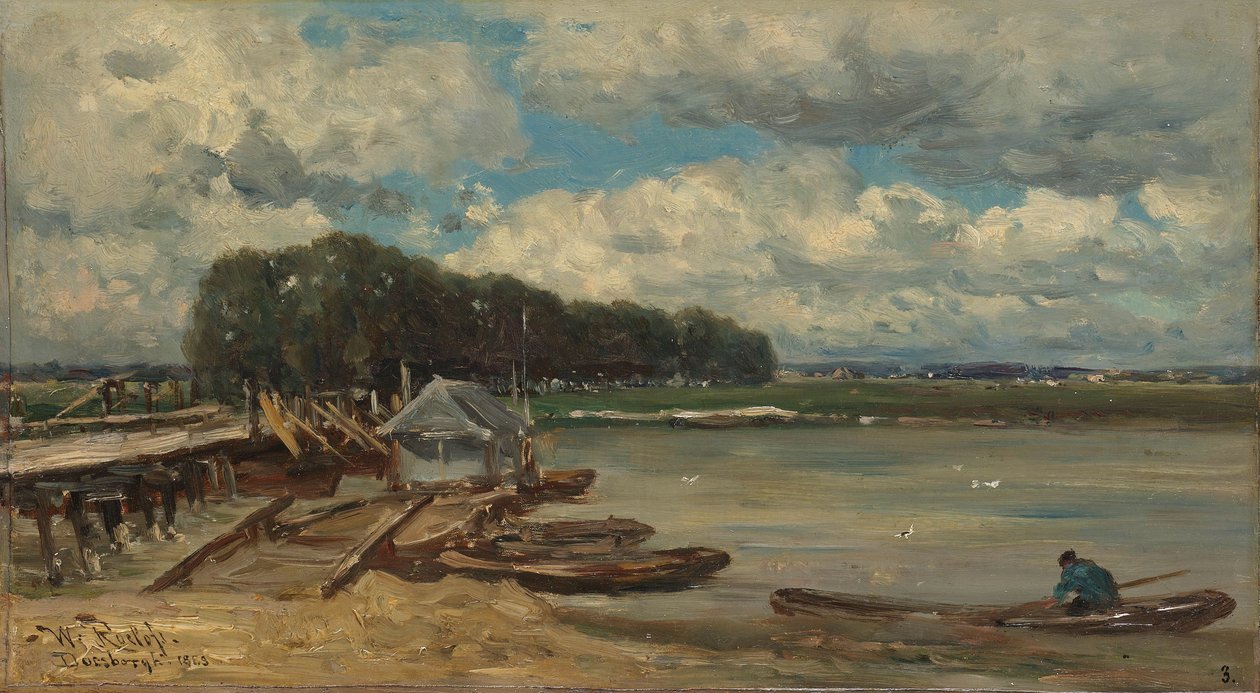 Bron över IJssel nära Doesburg av Willem Roelofs (I)