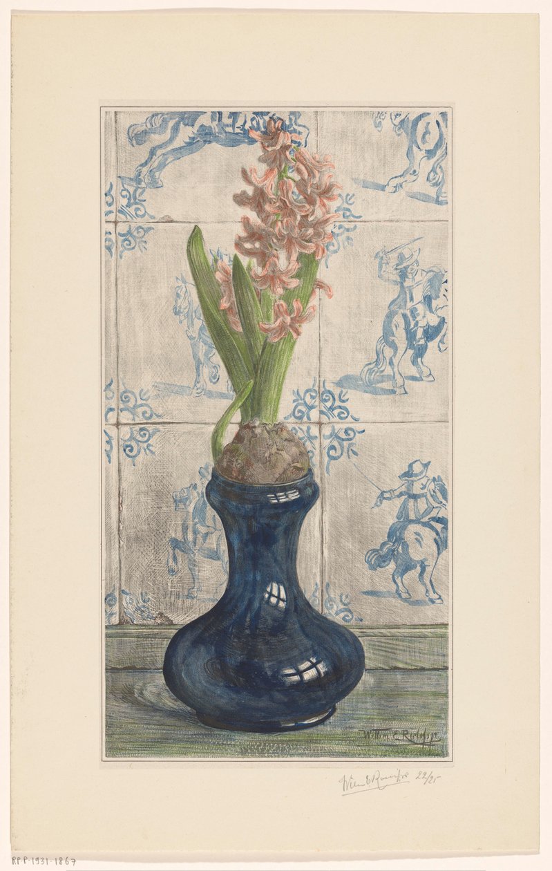 Hyacint i en glasvas av Willem Roelofs (II) (signed by artist)