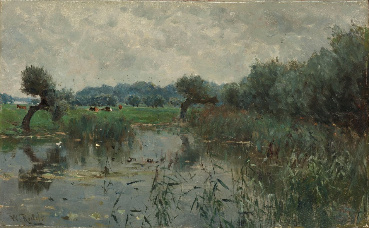 Vattenängar vid floden IJssel av Willem Roelofs