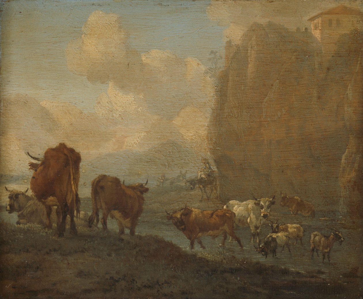 Boskap vid en flod av Willem Romeyn