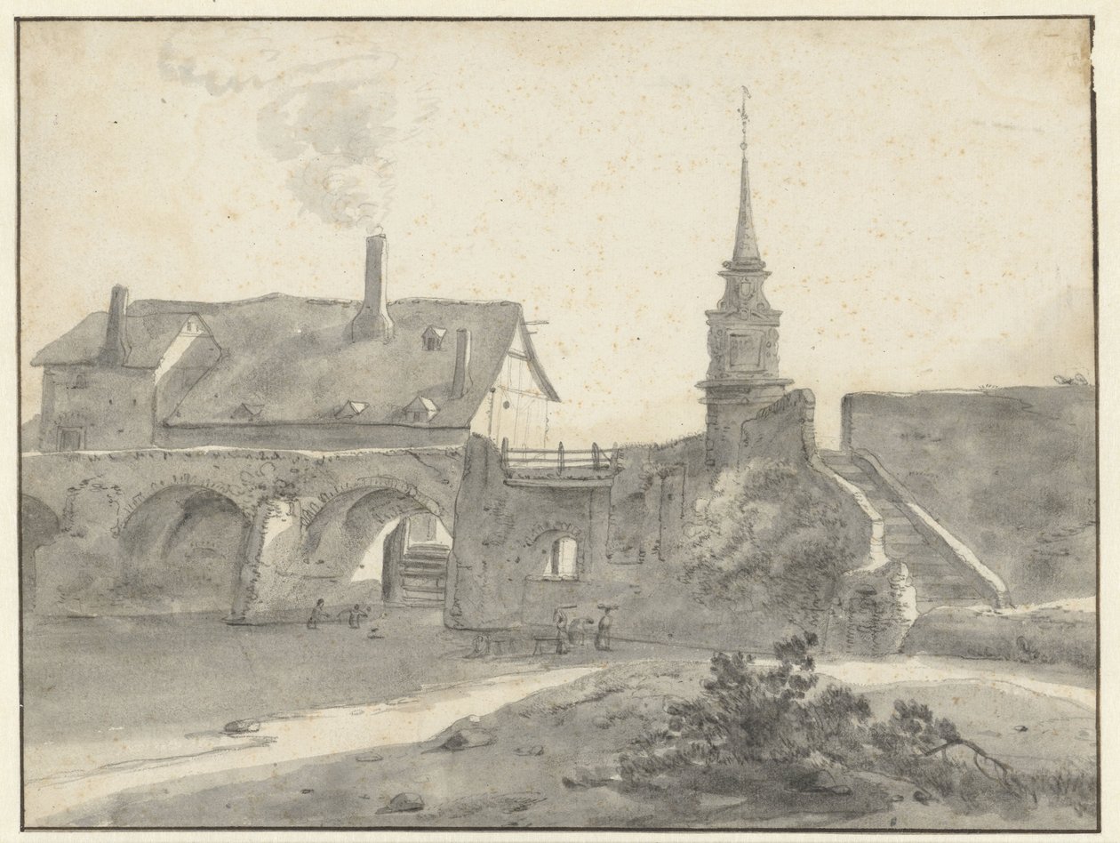 Bro över Treilles och Angers av Willem Schellinks (attributed to)