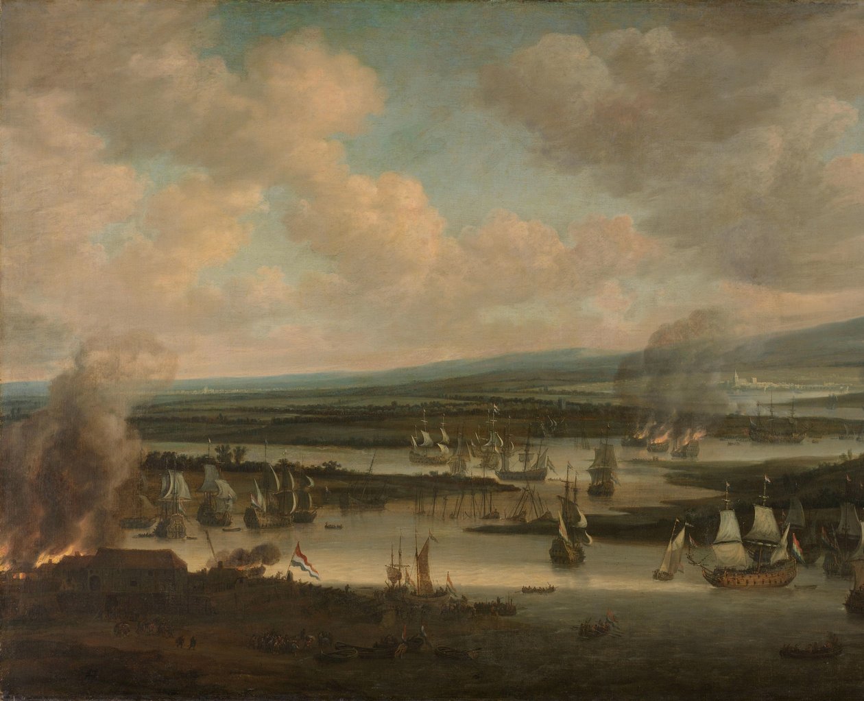 Bränning av den engelska flottan nära Chatham (19-24 juni 1667) av Willem Schellinks