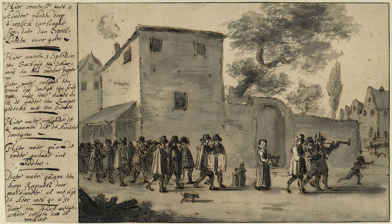 Procession vid ett barns dop i Nantes av Willem Schellinks