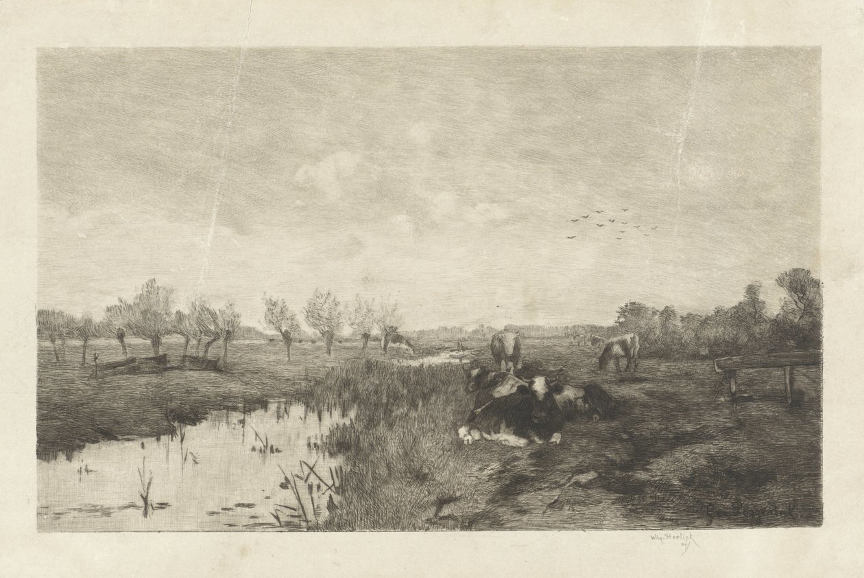 Polderlandskap med kor av Willem Steelink (II)