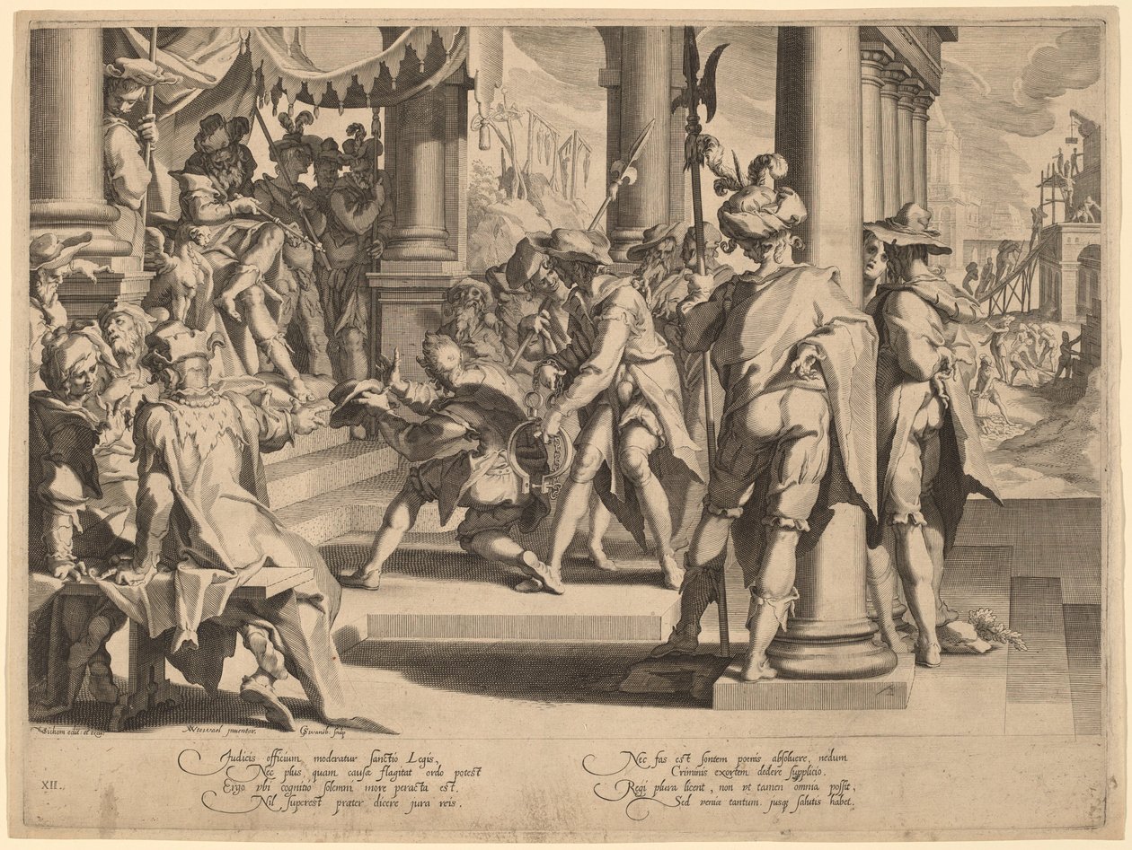 Allegori om rättvisa av Willem Swanenburgh, after Joachim Anthonisz Wtewael