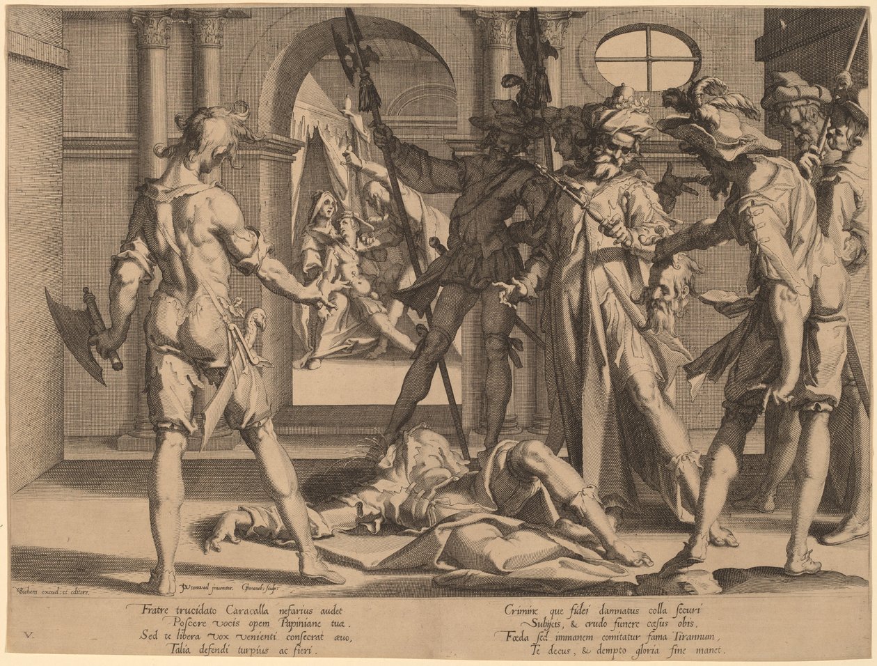 Halshuggning av den romerske domaren Papinian av Willem Swanenburgh, after Joachim Anthonisz Wtewael