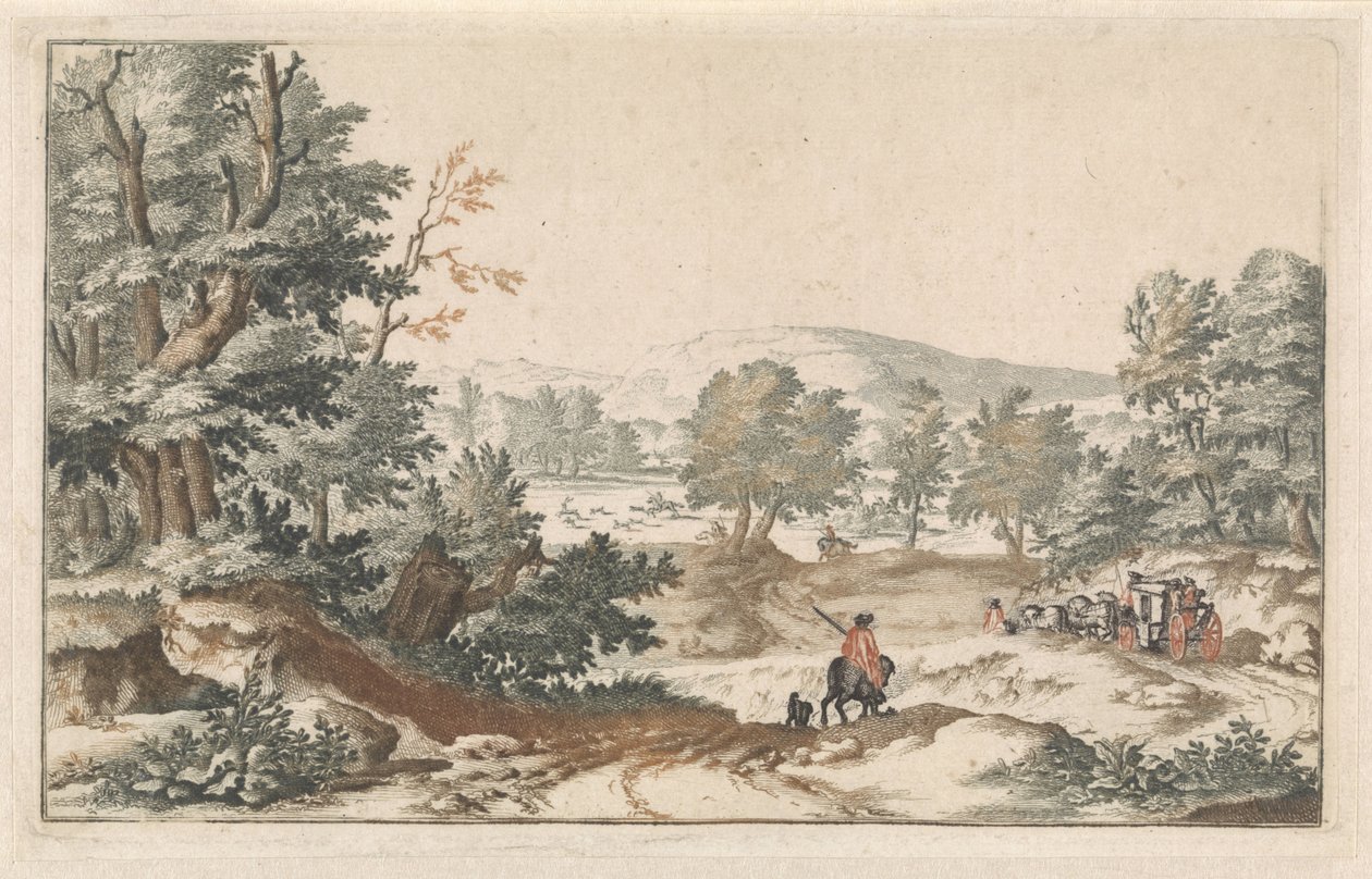 Skogbevuxen landskap med en väg av Willem Swidde