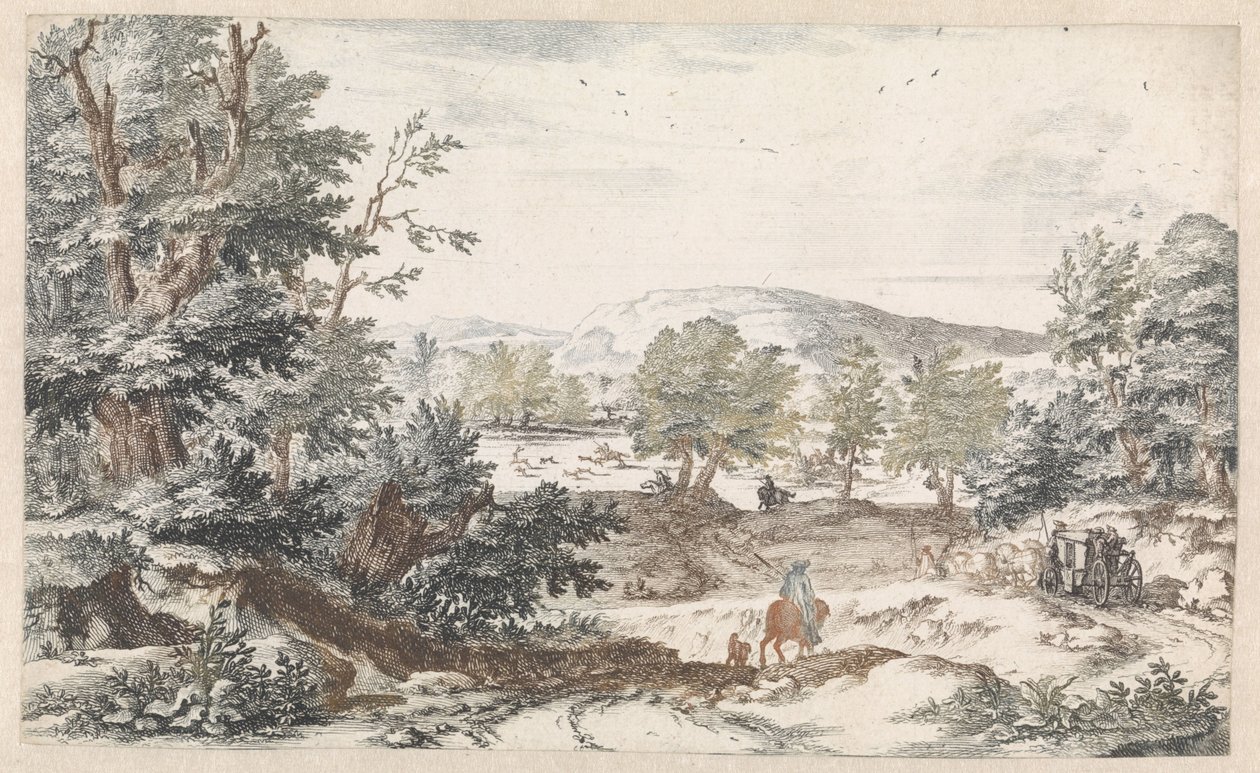 Skogbevuxen landskap med en väg av Willem Swidde