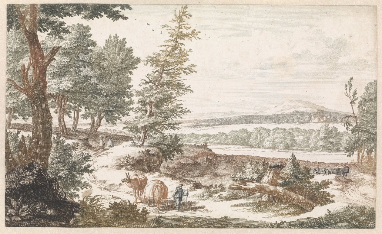 Landskap med åsnor på en väg av Willem Swidde
