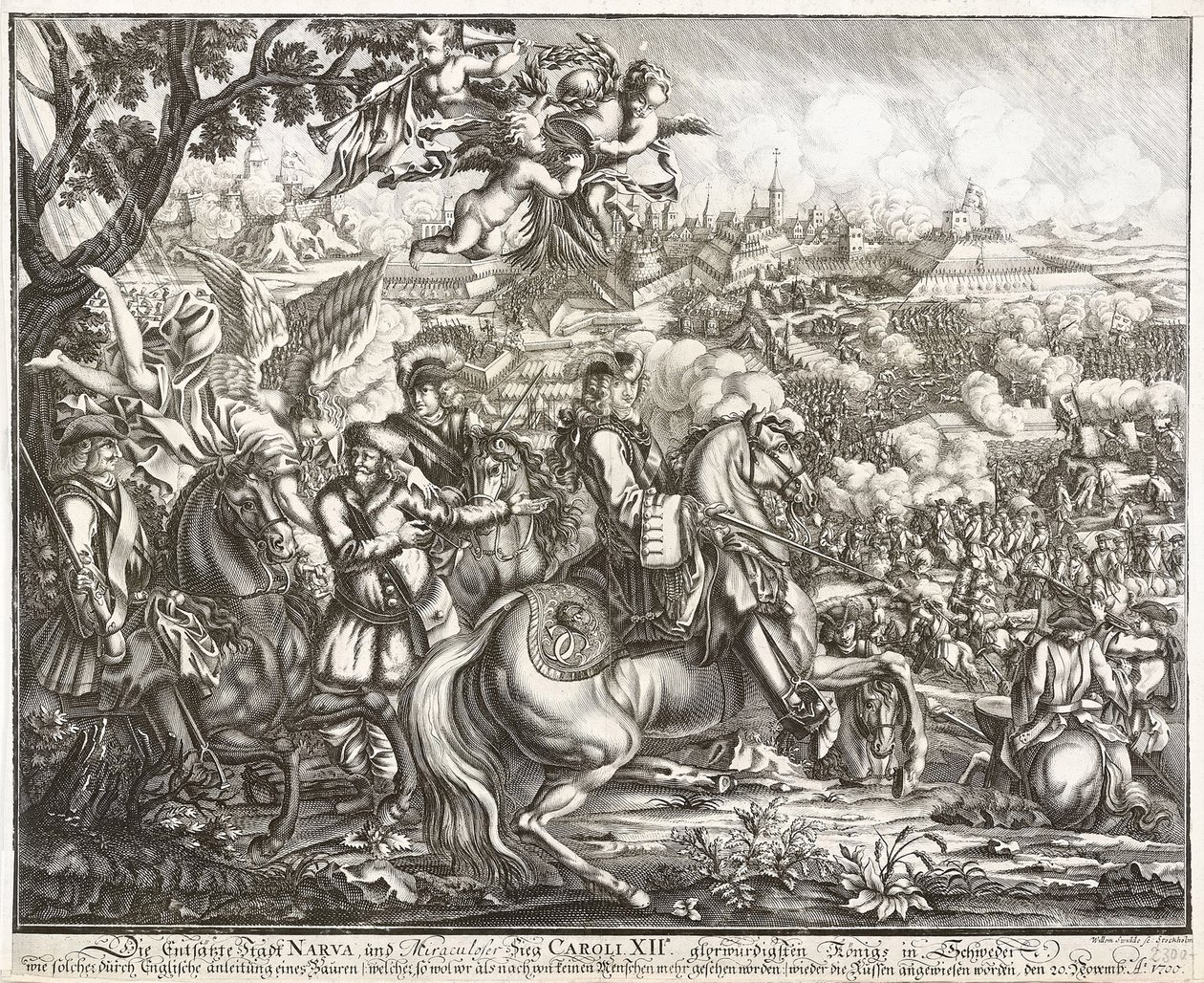 Slaget vid Narva den 19 november 1700 av Willem Swidde