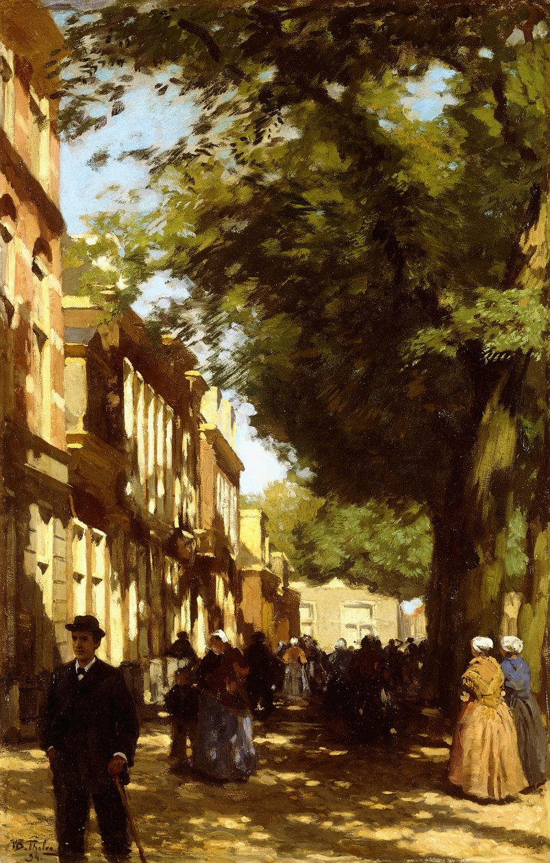 Middag på en livlig stadsgata av Willem Tholen