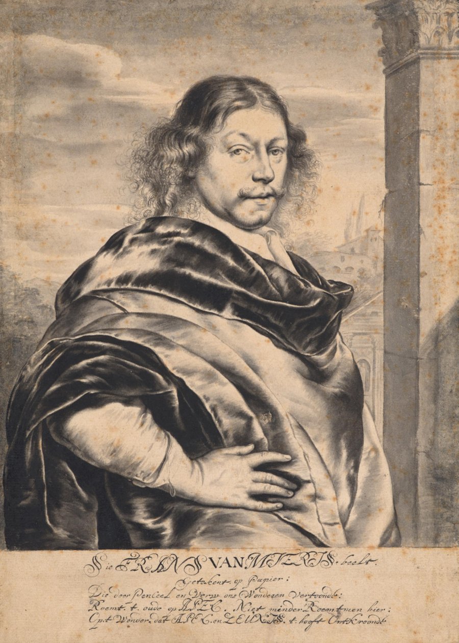 Porträtt av Frans van Mieris den äldre, efter en teckning av Frans van Mieris den äldre av Willem Van Mieris