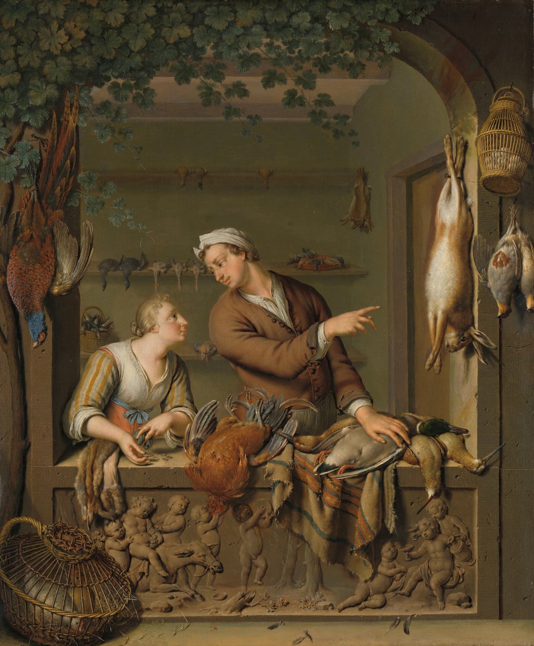 Fjäderfäsäljaren De poelier av Willem Van Mieris
