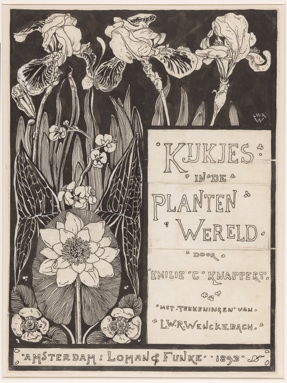 Bindande design för: Knappert, Emilie C., Views in the plant world, 1893 av Ludwig Willem Reymert Wenckebach