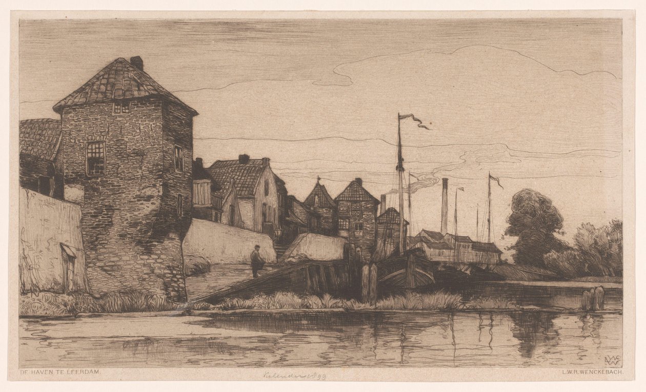 Hamnen i Leerdam (titel på objektet) av Willem Wenckebach