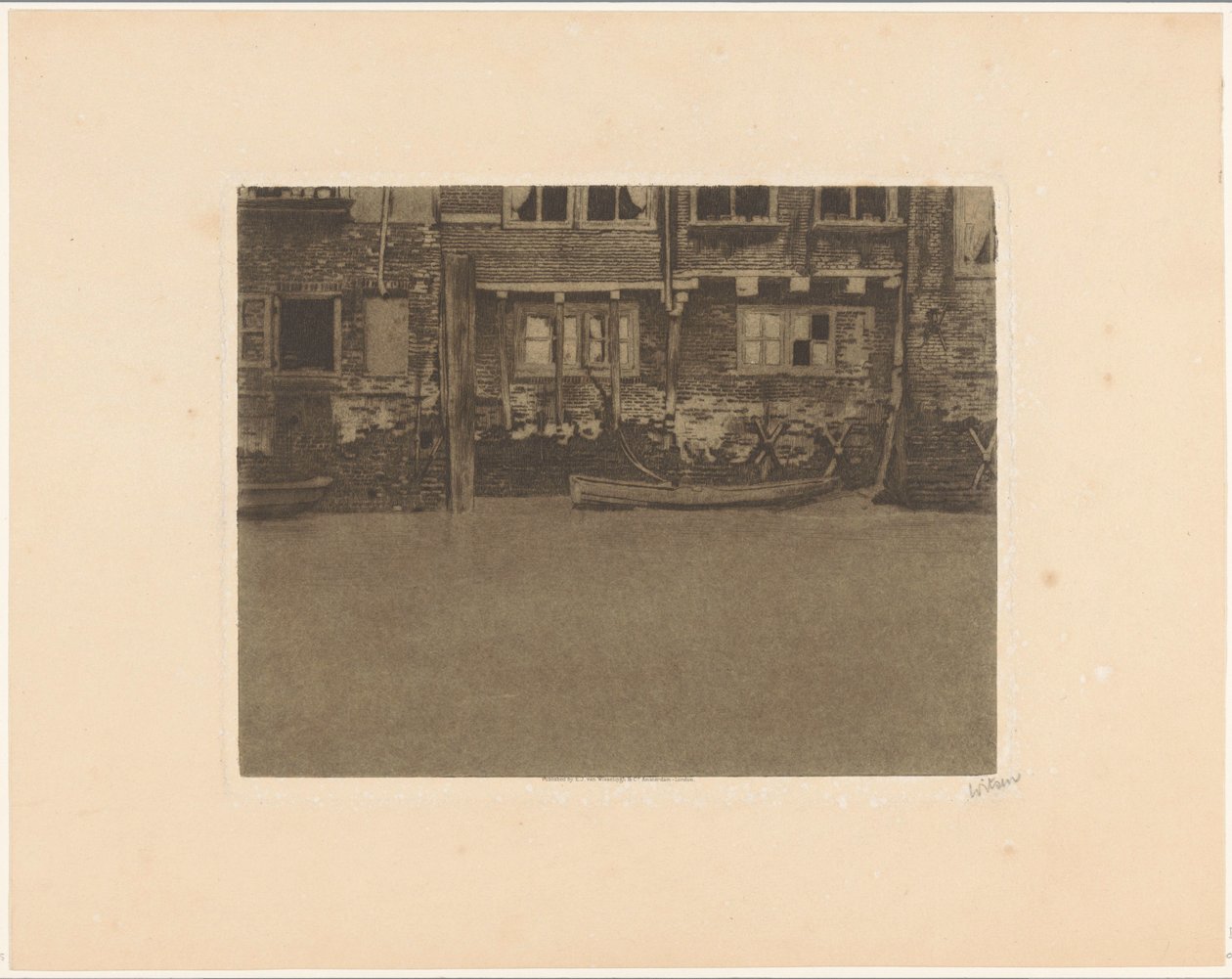 Bakfasader på Voorstraat 463, 461 och 459 i Dordrecht av Willem Witsen (signed by artist)