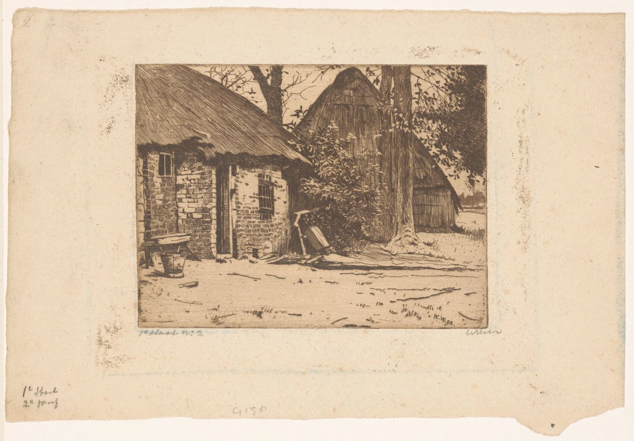 Gård med ladugård i Brabant av Willem Witsen (signed by artist)