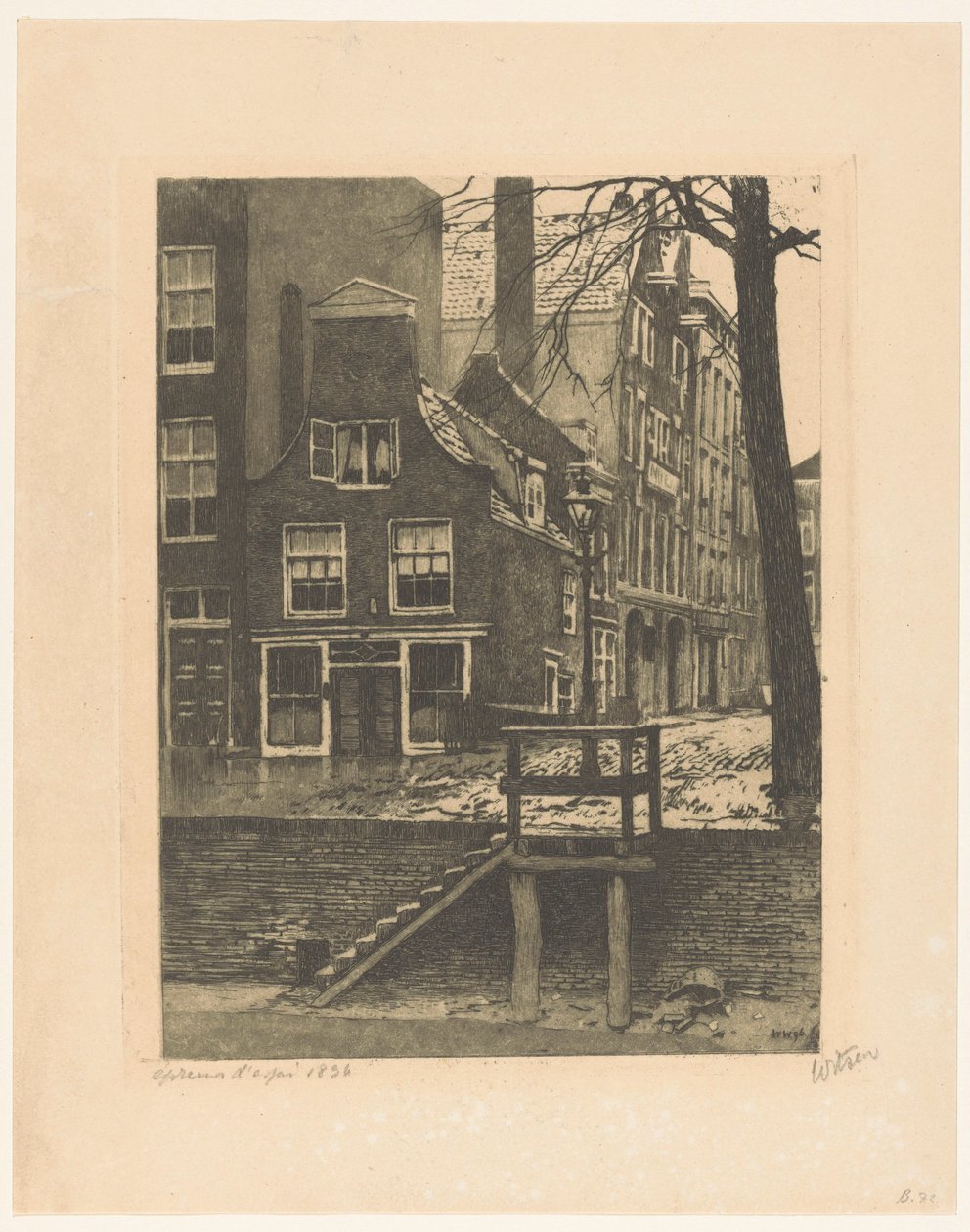 Utsikt över Bierhaven och Oranjestraat i Rotterdam av Willem Witsen (signed by artist)