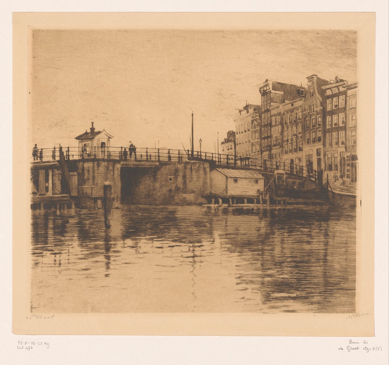 Utsikt över Kraansluis i Amsterdam av Willem Witsen (signed by artist)