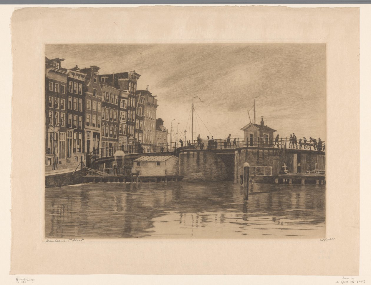 Utsikt över Kraansluis i Amsterdam av Willem Witsen (signed by artist)