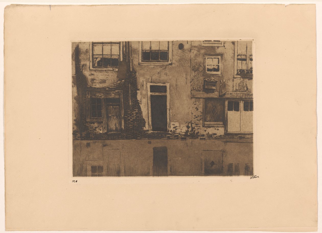 Vy över baksidan av Zeedijk i Amsterdam av Willem Witsen (signed by artist)