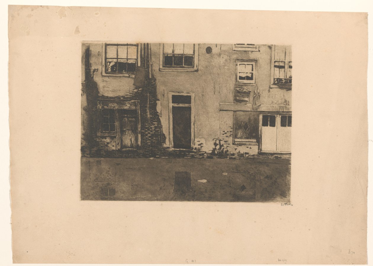Vy över baksidan av Zeedijk i Amsterdam av Willem Witsen (signed by artist)