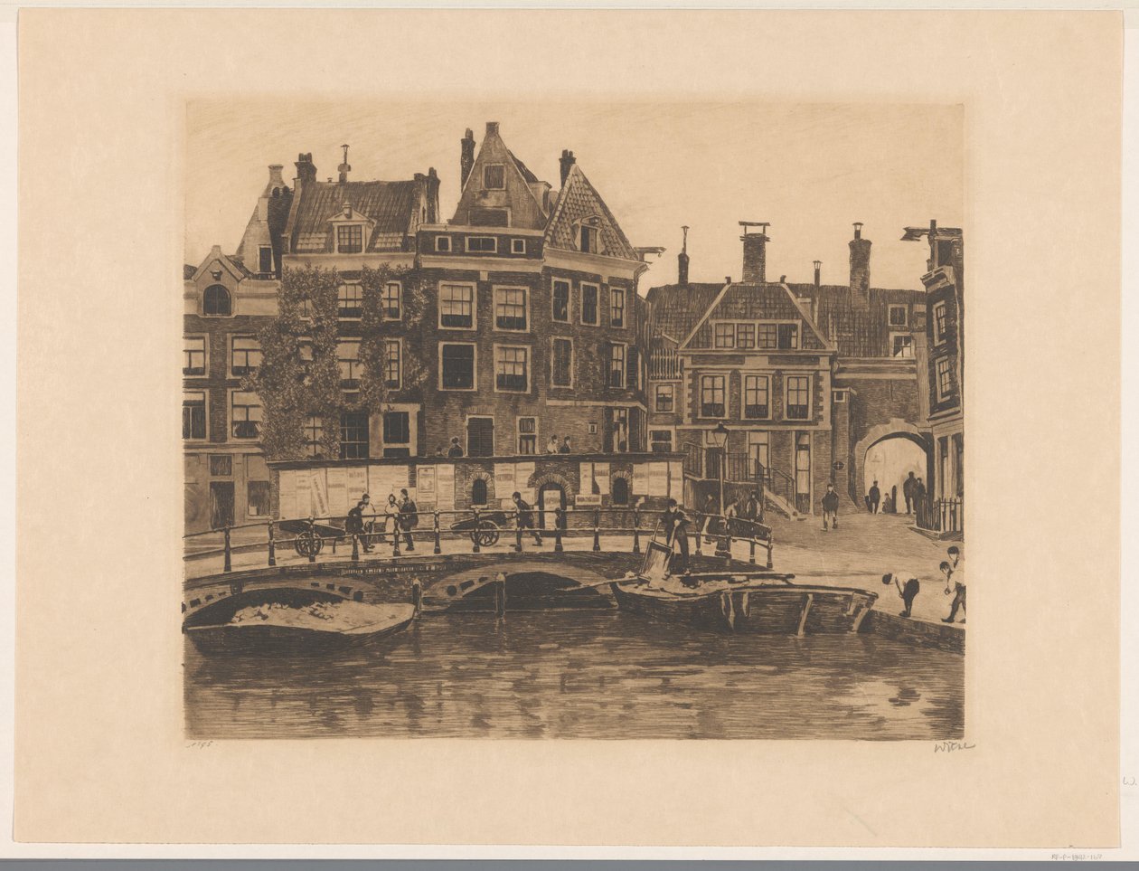 Utsikt över Beurspleintje i Amsterdam av Willem Witsen (signed by artist)