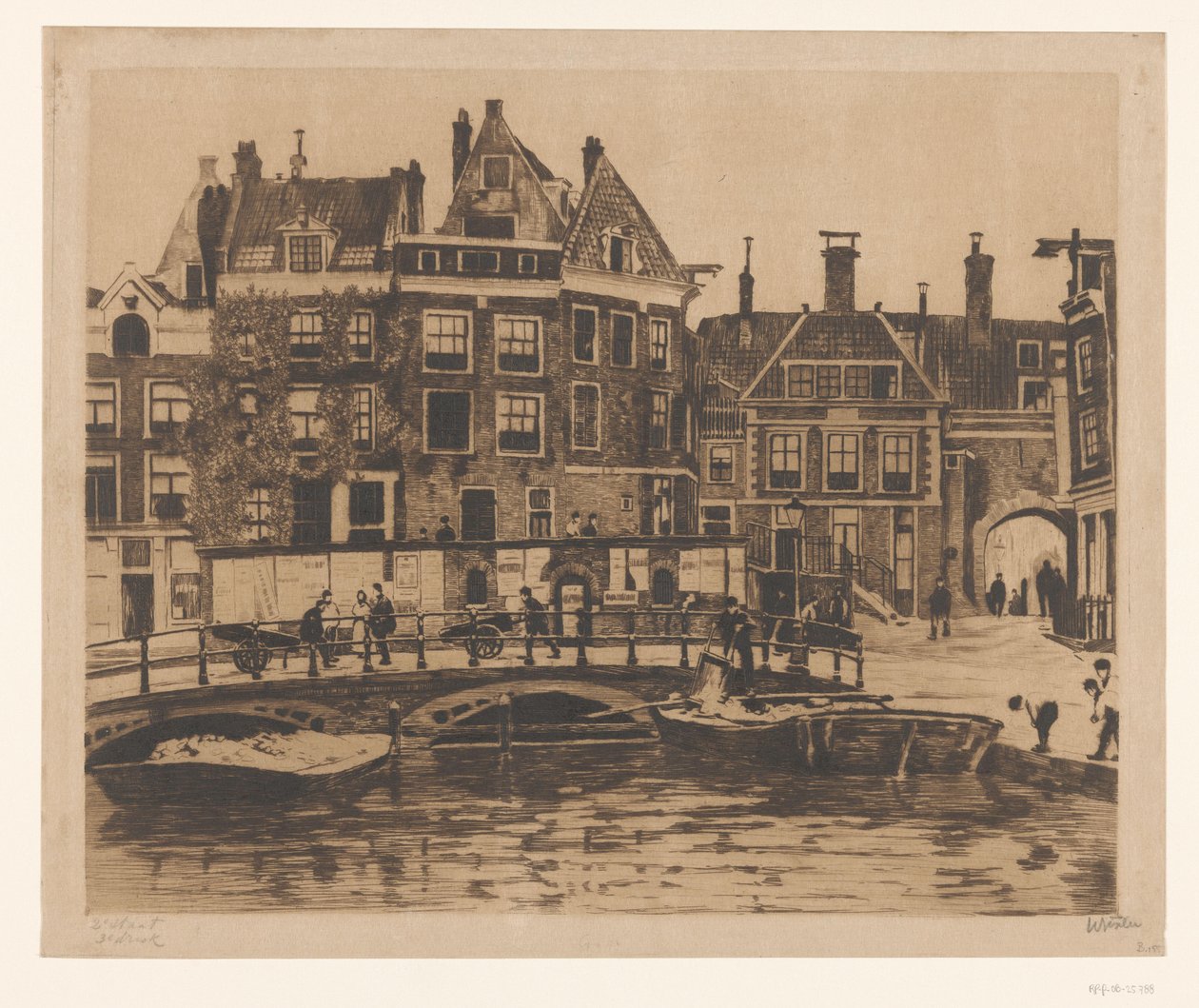 Utsikt över Beurspleintje i Amsterdam av Willem Witsen (signed by artist)