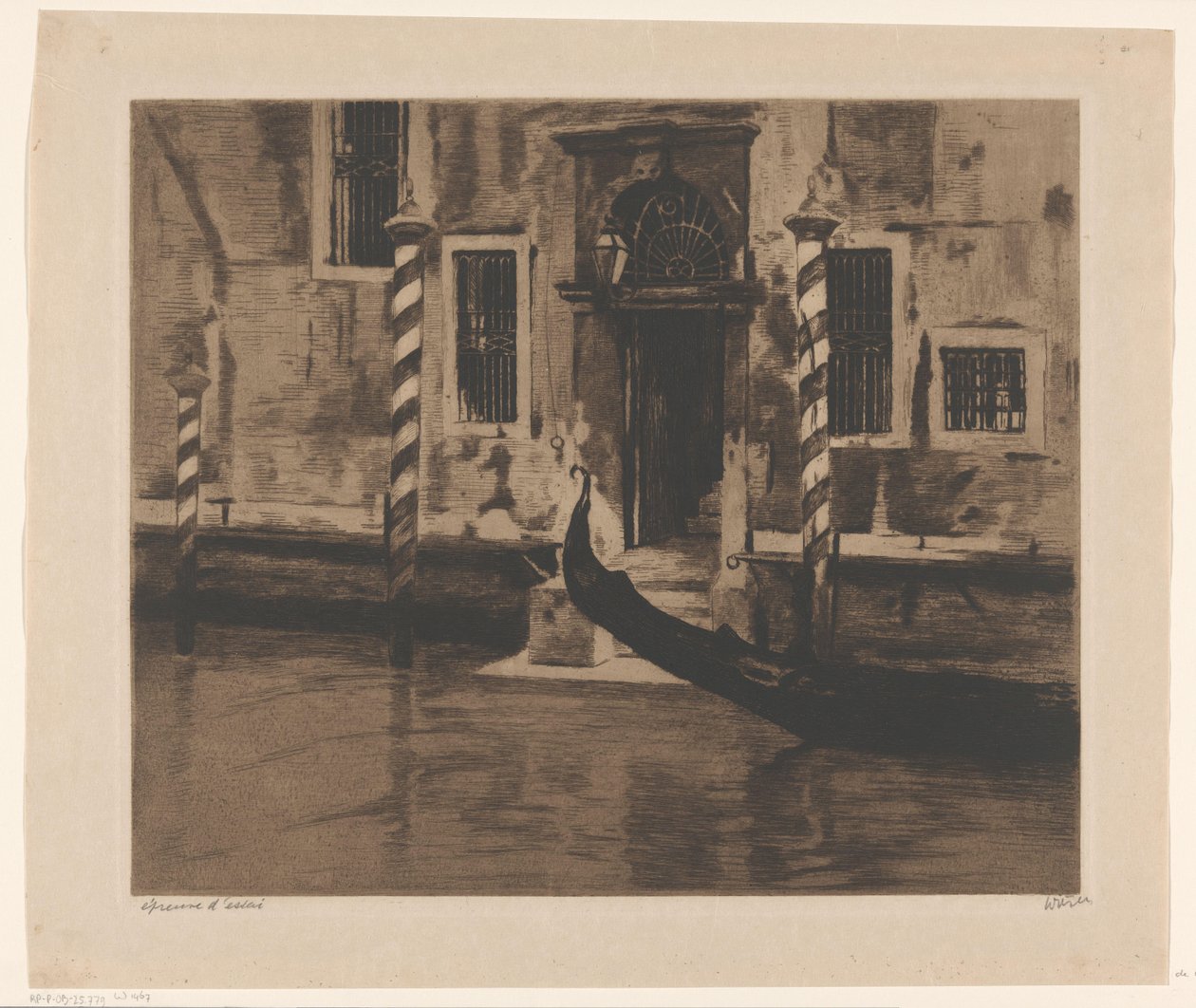 Gondol på Canal Grande i Venedig Patrician House i Venedig (titel på objekt) av Willem Witsen (signed by artist)