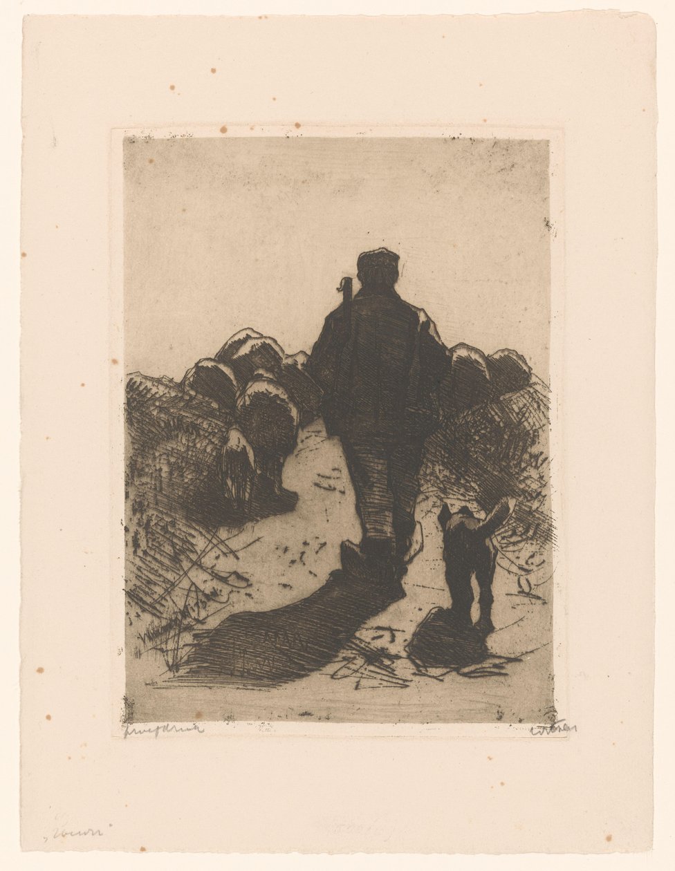 Herde med hund bakom sin flock av Willem Witsen (signed by artist)