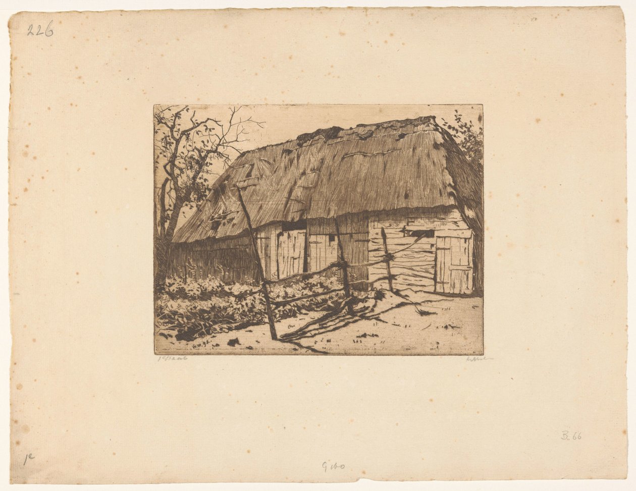 Ladugård med staket i Brabant av Willem Witsen (signed by artist)