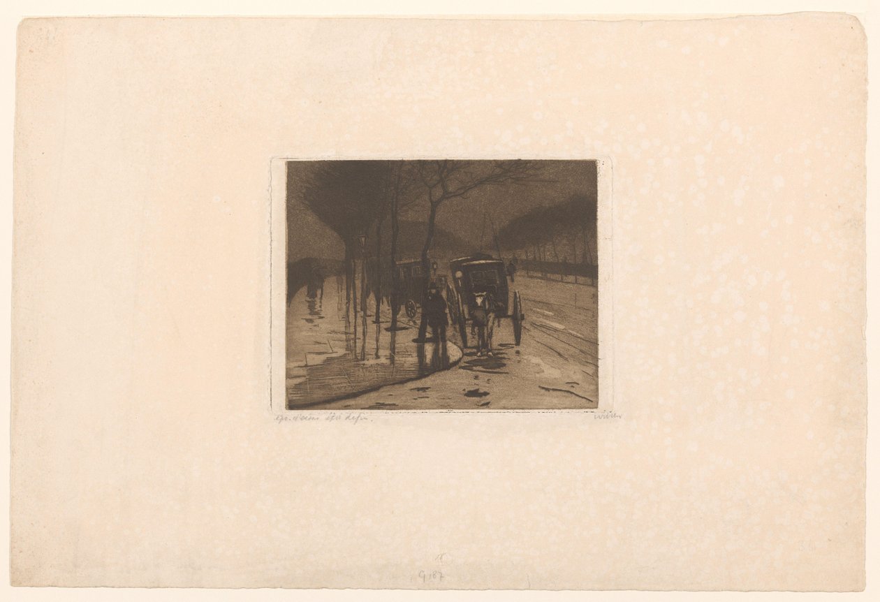 Väntande vagnar på Victoria Embankment i London av Willem Witsen (signed by artist)