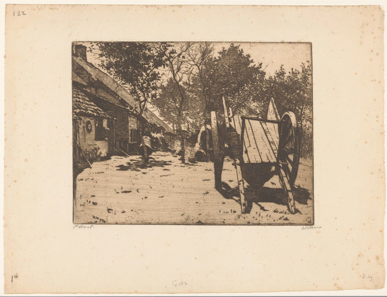 Bil på en bondgård i Brabant av Willem Witsen (signed by artist)