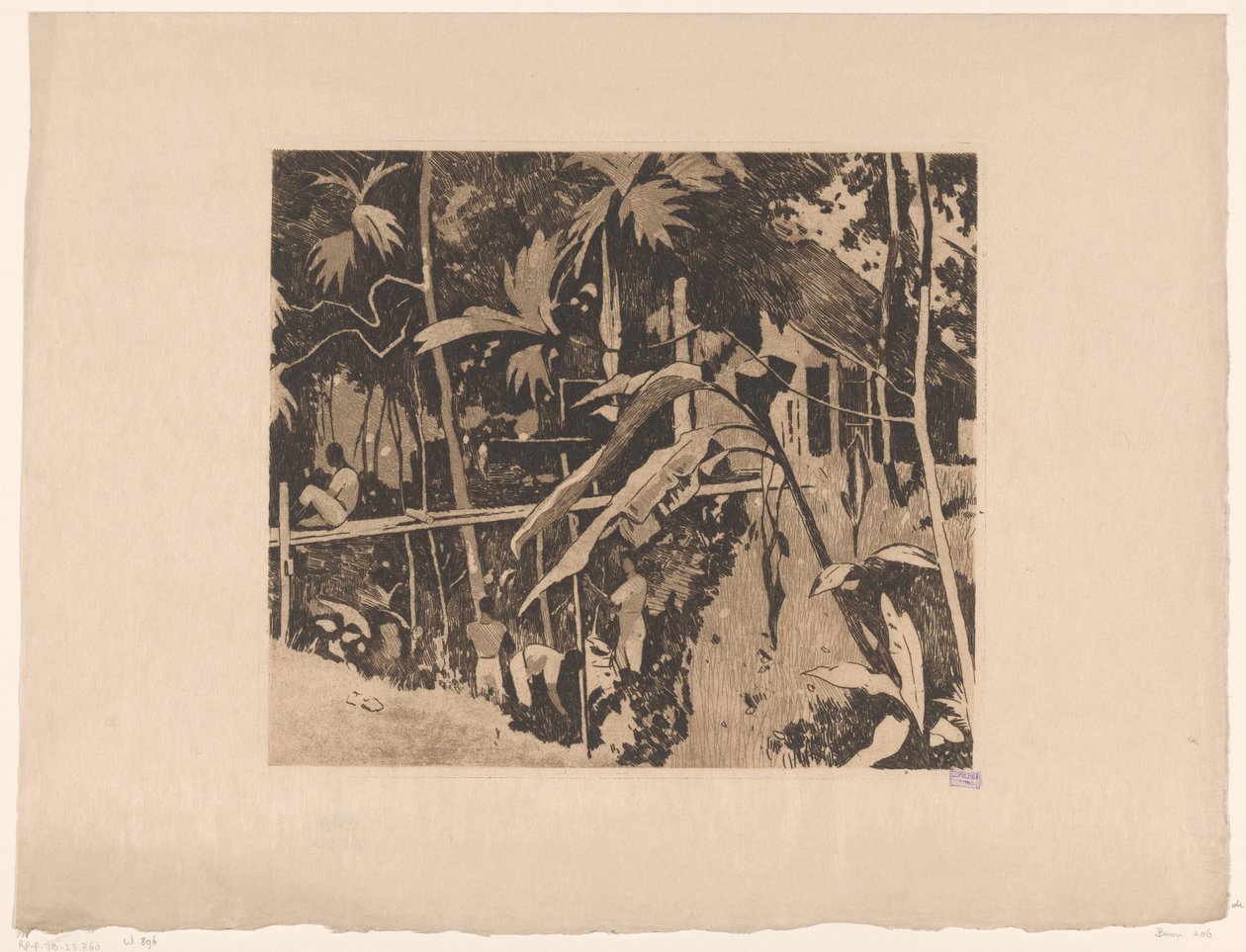 Vegetation och en smal bro i Buitenzorg av Willem Arnoldus Witsen