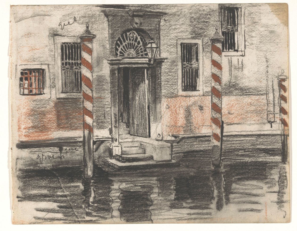 Hus på Canale Grande i Venedig, med färgnoter av Willem Arnoldus Witsen