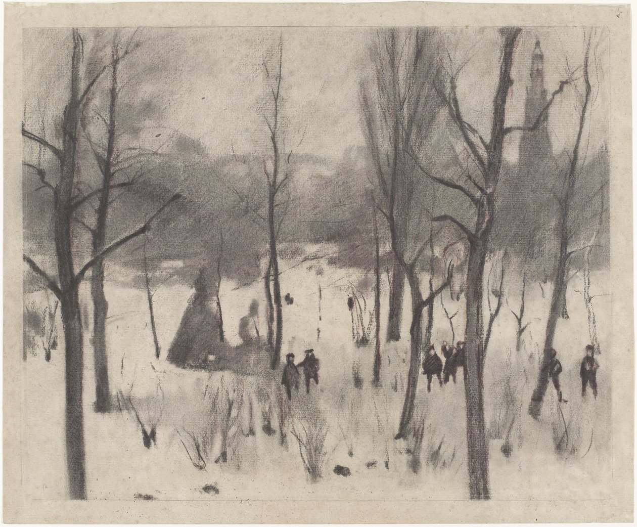 Barn mellan träd i snön av Willem Arnoldus Witsen