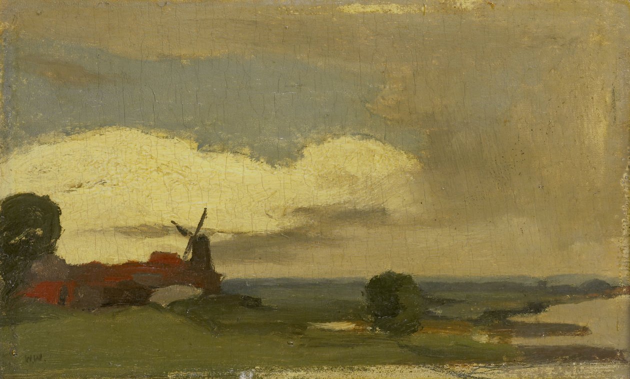 Landskap med väderkvarnen Wijk bij Duurstede av Willem Arnoldus Witsen