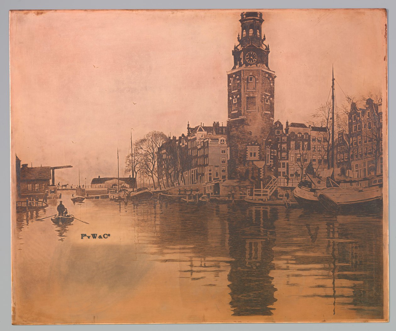 Gamla Schans med Montelbaanstoren och roddbåt av Willem Arnoldus Witsen