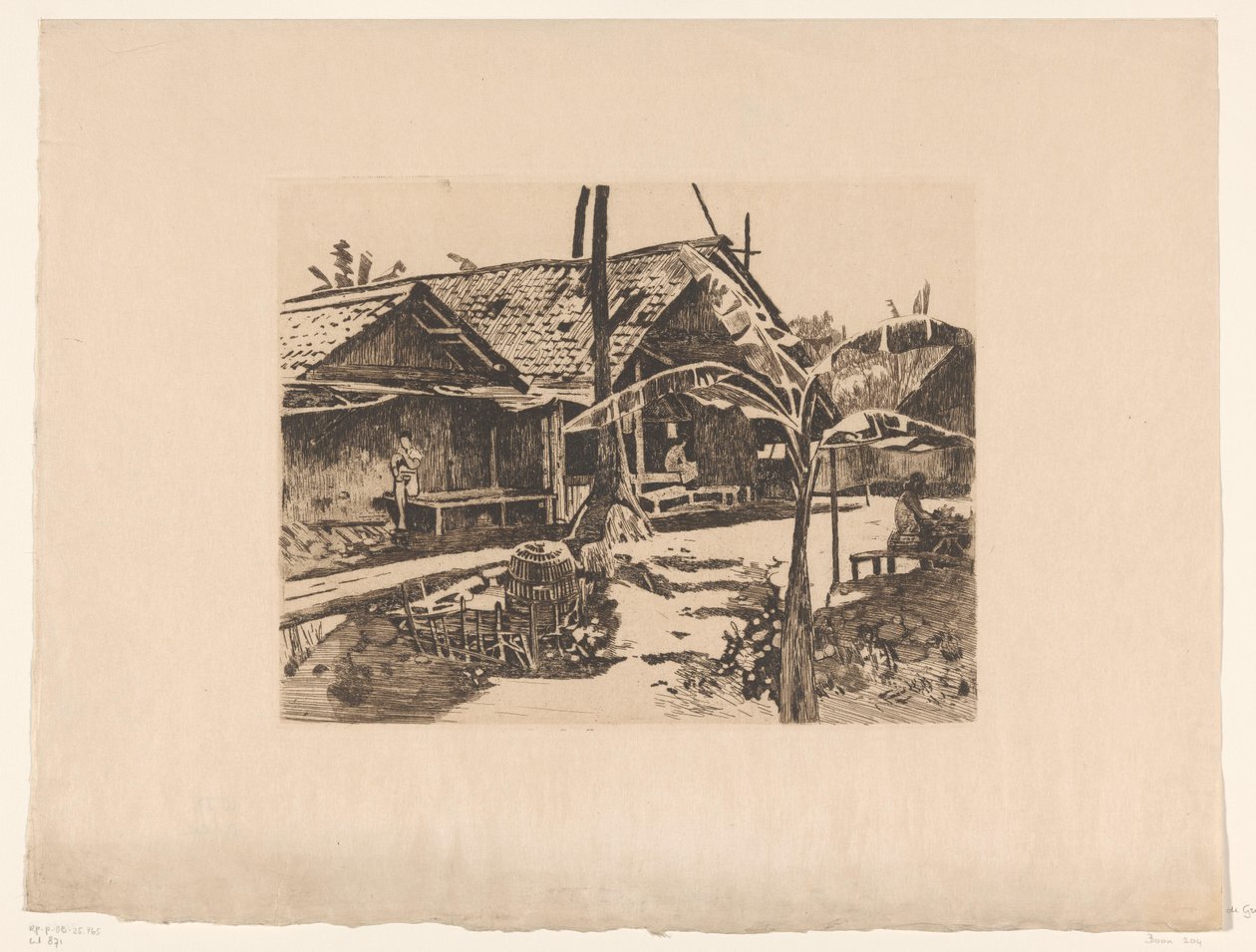 Pisangträd i en kampong i Buitenzorg av Willem Arnoldus Witsen