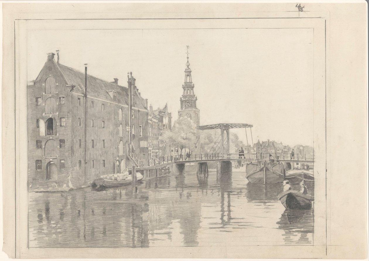 Stadsbild med Montelbaanstoren av Willem Arnoldus Witsen