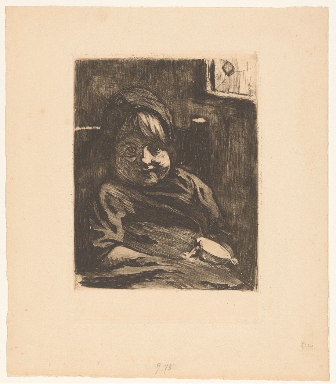 Sittande barn med en tupplur av Willem Arnoldus Witsen