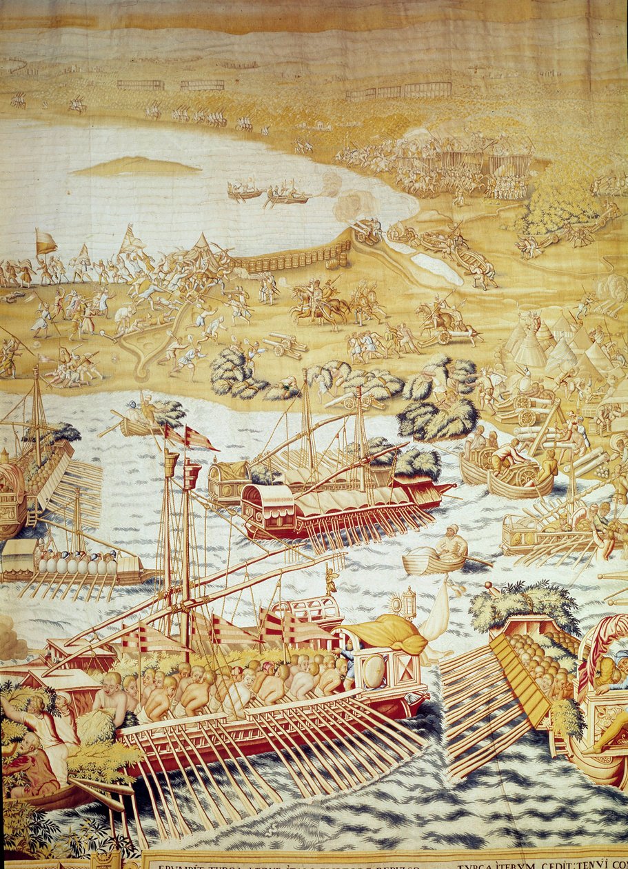 Erövring av Tunis av kejsar Karl V: Golettes säte 1535. Detalj av en gobeläng av Willem de Pannemaker (aktiv omkring 1535-1554) 1554 Alcazar de Seville av Willem de Pannemaker