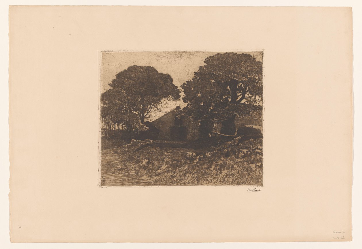 Gård eller gård nära stora träd av Willem de Zwart (signed by artist)