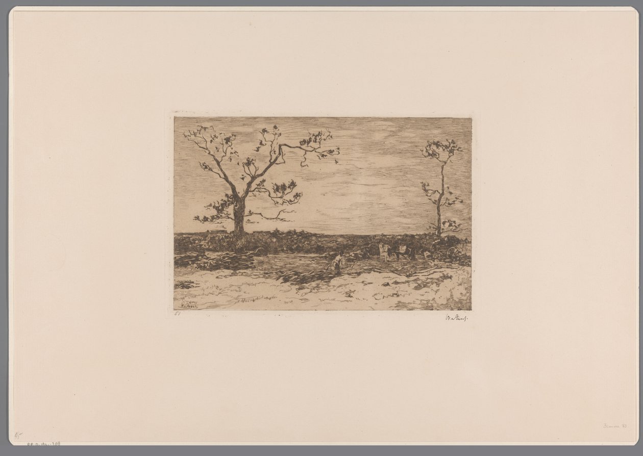 Landskap med kala träd och vedhuggare Laddar coppice (originaltitel) av Willem de Zwart (signed by artist)