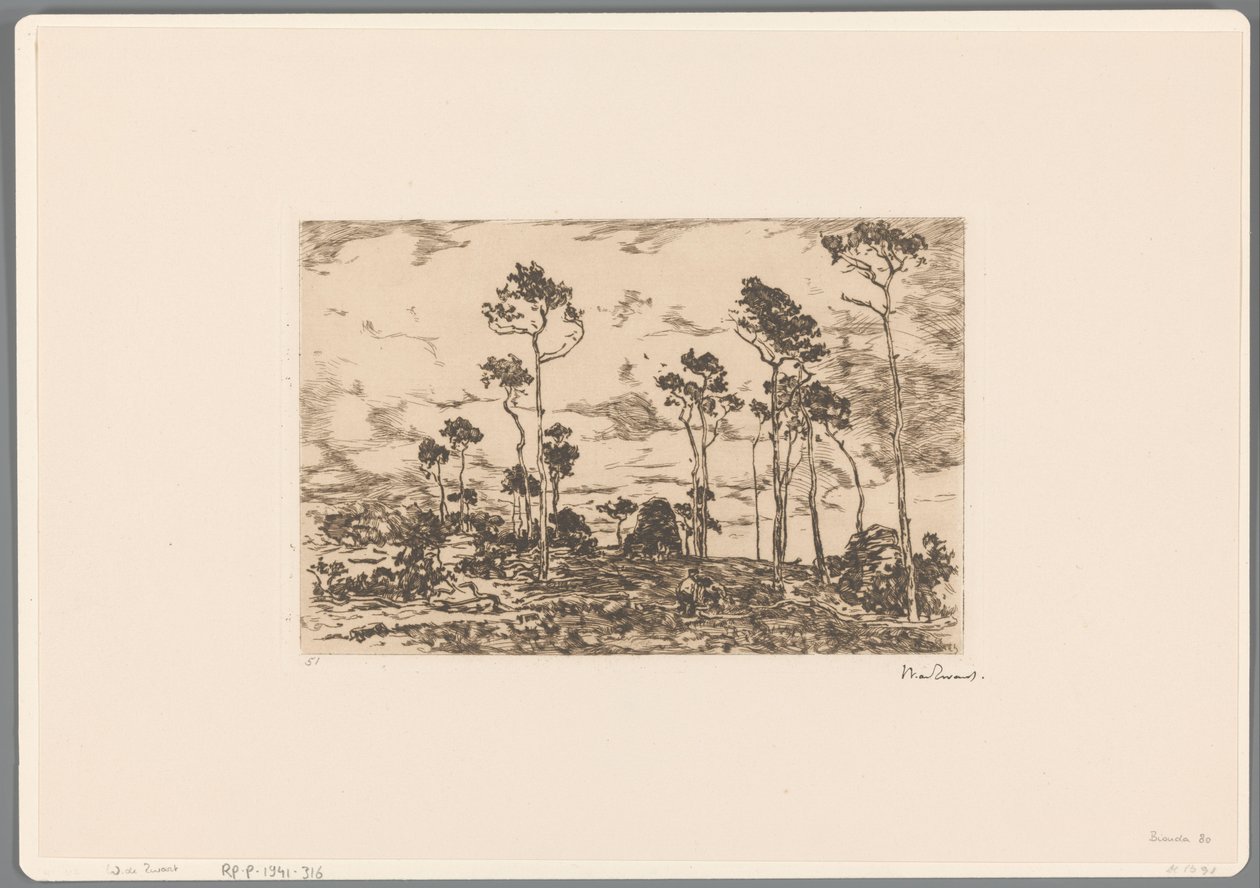 Landskap med kala träd och vedhuggare Laddar coppice (originaltitel) av Willem de Zwart (signed by artist)